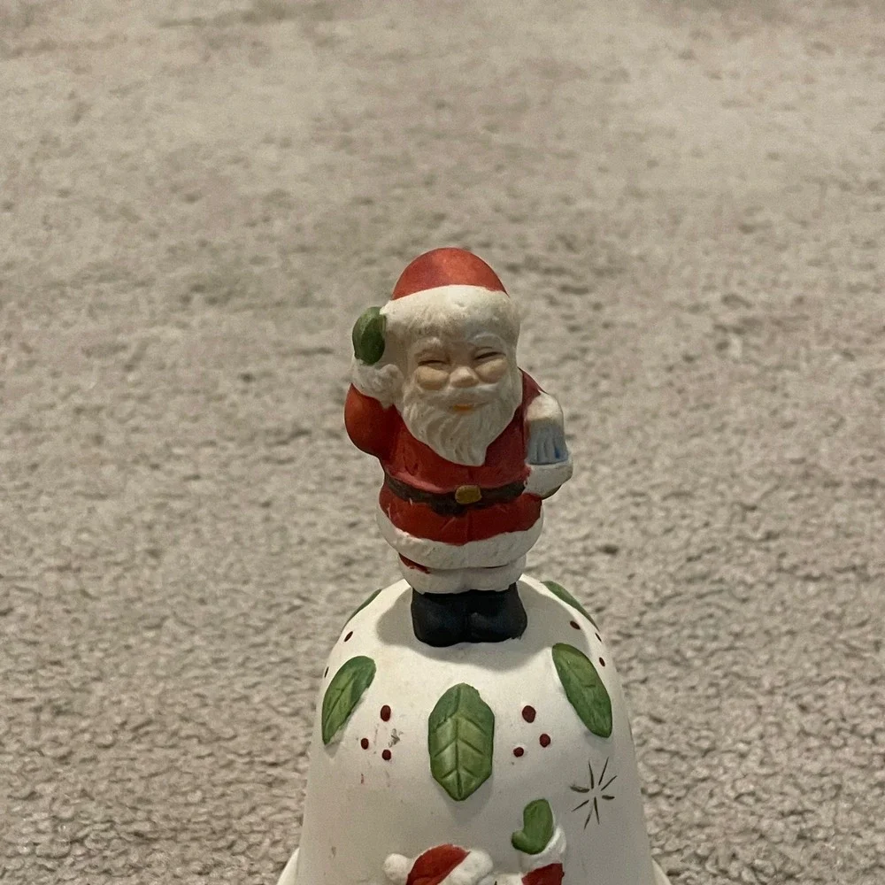 Vintage‎ Ceramic Santa Bell Christmas Ornament Taiwan Holiday Decoration